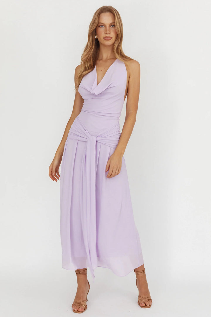 Damen Elegantes langes Abendkleid mit raffiniertem Halternetz Drune