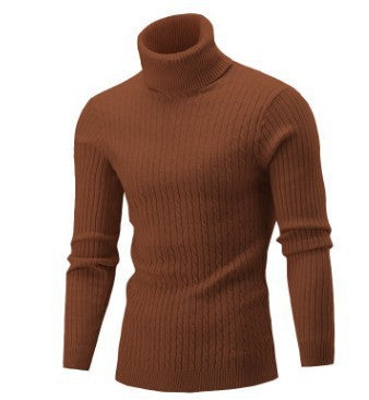 Herren nan gerippter Rollkragenpullover mit Zopfmuster und körpernaher Slim-Fit-Silhouette Drune