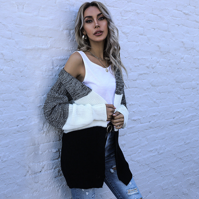 Damen Strickjacke mit modischem Blockstreifen-Design und lässigem Schnitt Drune