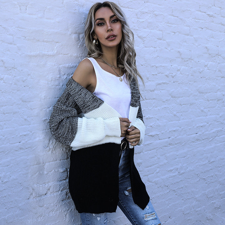 Damen Strickjacke mit modischem Blockstreifen-Design und lässigem Schnitt Drune