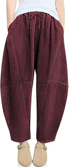 Damen raffinierte High-Waist Freizeithose mit Kordelzug Drune