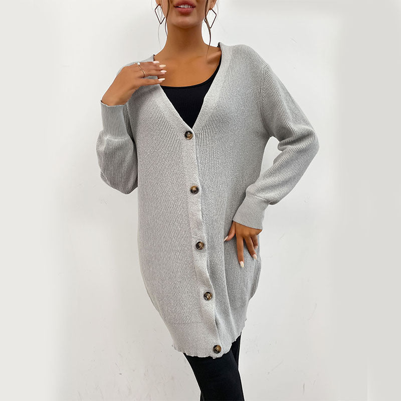 Damen Strickjacke mit durchgehender Knopfleiste und modernem Design Drune