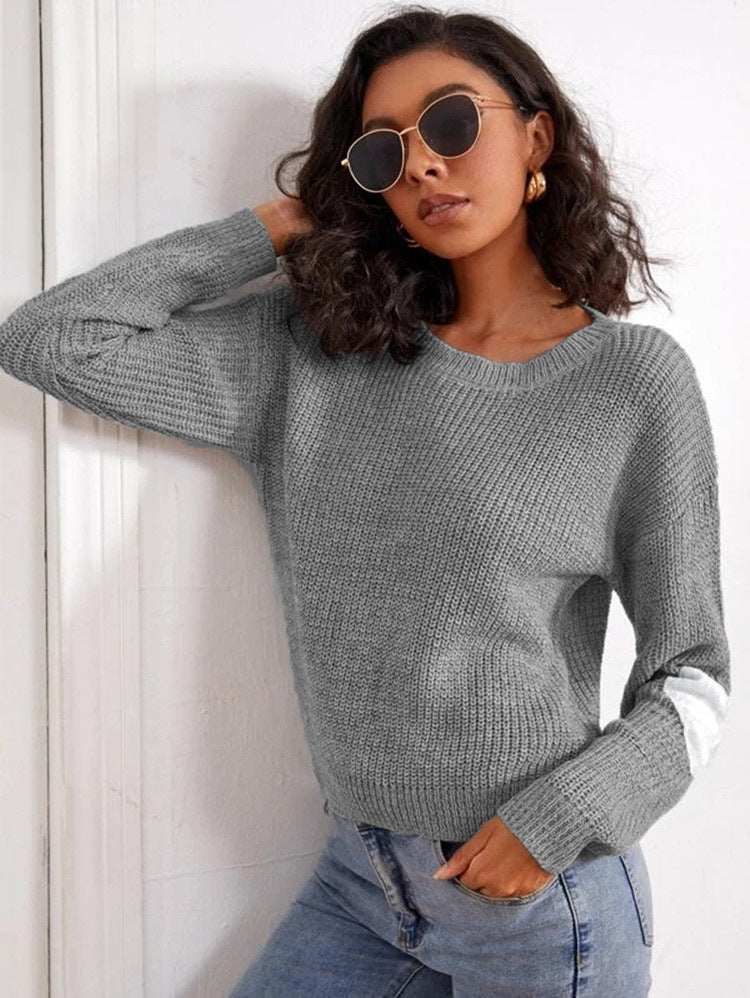 Damen Grobstrickpullover mit modischem Farbblock-Design und lässiger Passform Drune
