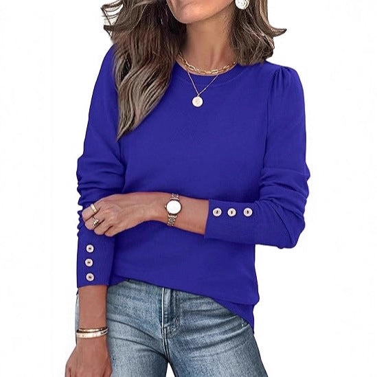 Damen lässiger Pullover mit Knopfdetails Drune