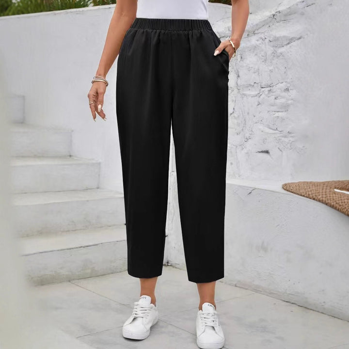Damen elegante Freizeithose mit elastischem Bund und praktischen Taschen Drune
