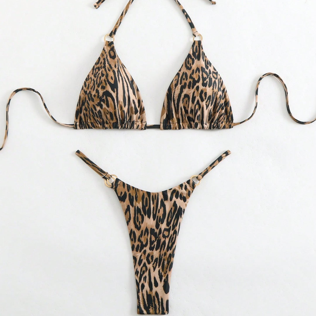 Damen Tiermuster Triangel-Bikini Drune