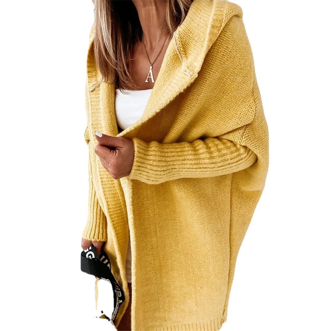 Damen Oversized Strickcardigan mit Kapuze und strukturiertem Design Drune