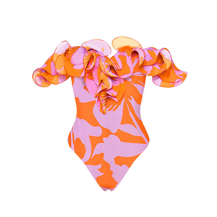 Damen Einteiliger Badeanzug mit eleganten Rüschendetails Drune