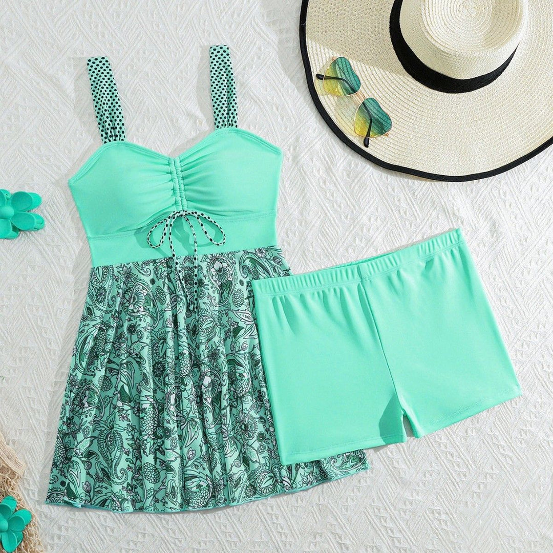 Damen Tankini-Set mit raffinierter Raffung und floralem Rock-Design Drune