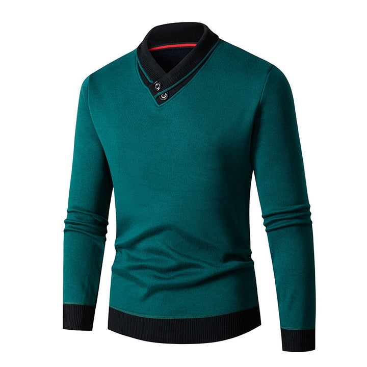 Herren eleganter V-Ausschnitt Pullover mit modischem Kragen Drune