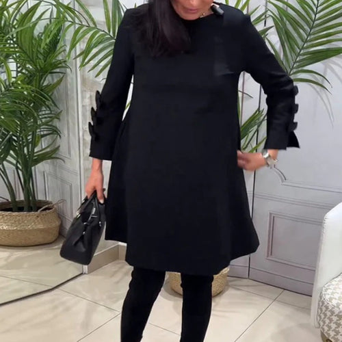 Damen elegantes Kleid mit dekorativen Rüschendetails Drune
