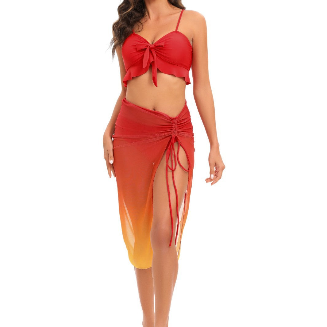 Damen Bikini-Set mit Rüschendetails und hoch taillierten Shorts Drune