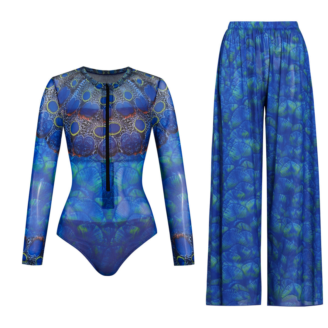 Damen weite Strandhose mit Schlangenmuster Drune