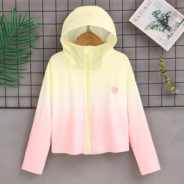 Damen nan ultraleichte Sonnenschutz-Hoodie mit Ombre-Verlauf und kurzem Schnitt Drune