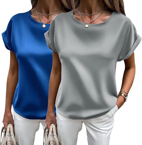 Drune | Satin-T-Shirt mit Umgeschlagenen Ärmeln für Damen