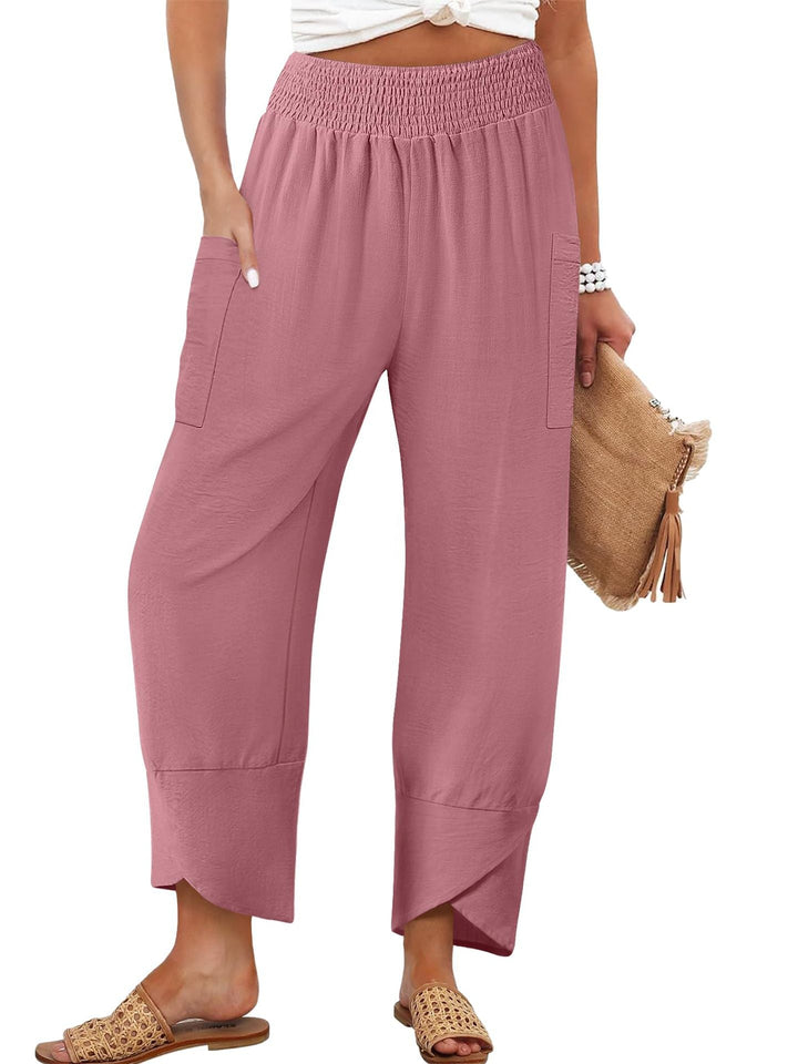 Damen Weite Sommerhose mit elastischem Bund und praktischen Taschen Drune