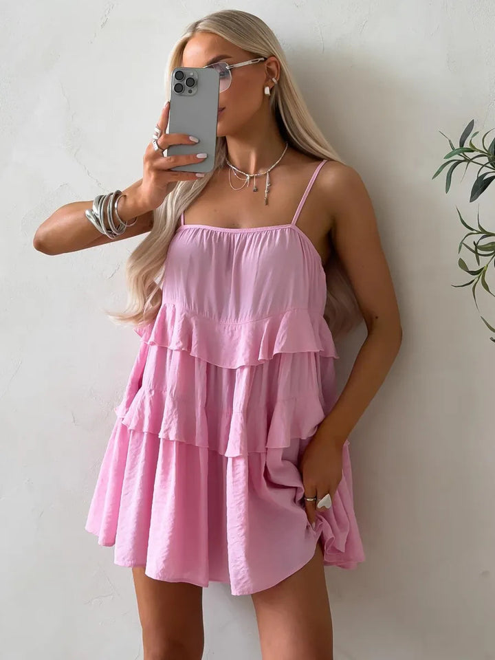 Damen Verspieltes Puffkleid aus leichtem Baumwollmaterial mit Rüschendetails Drune