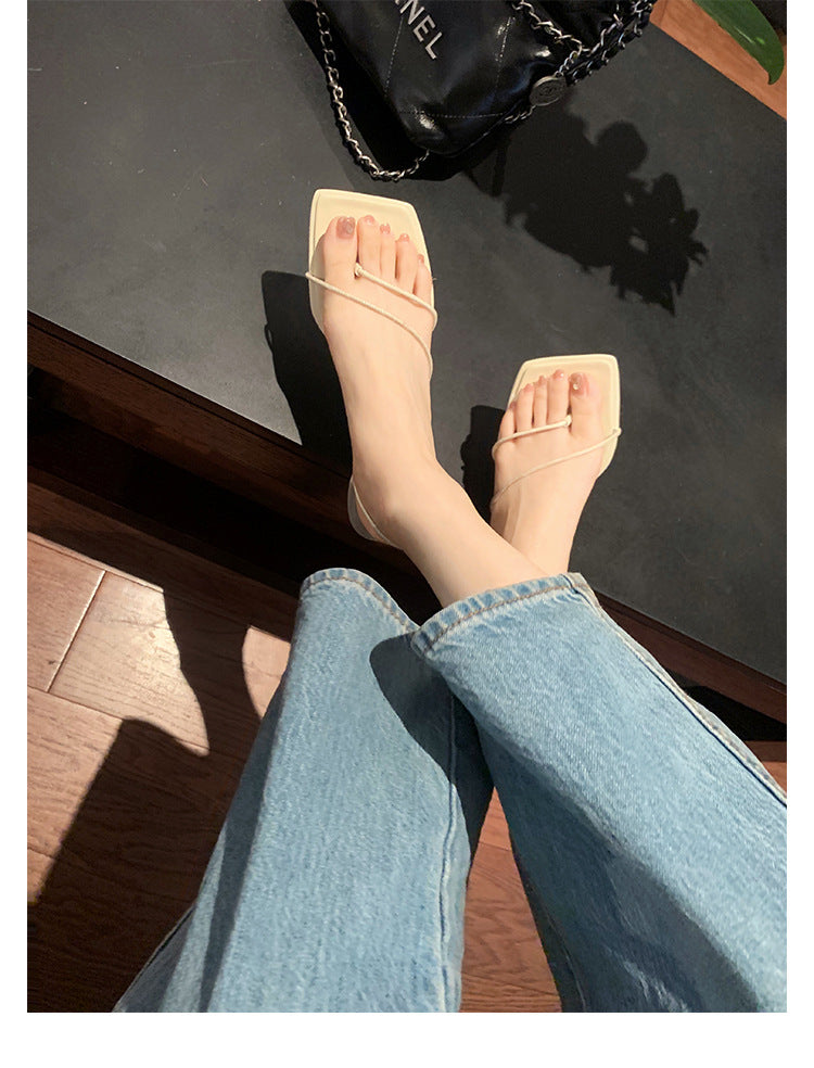 Damen klassische Zehentrenner-Sandalen mit elegantem Riemchen-Design und komfortablem Fußbett Drune