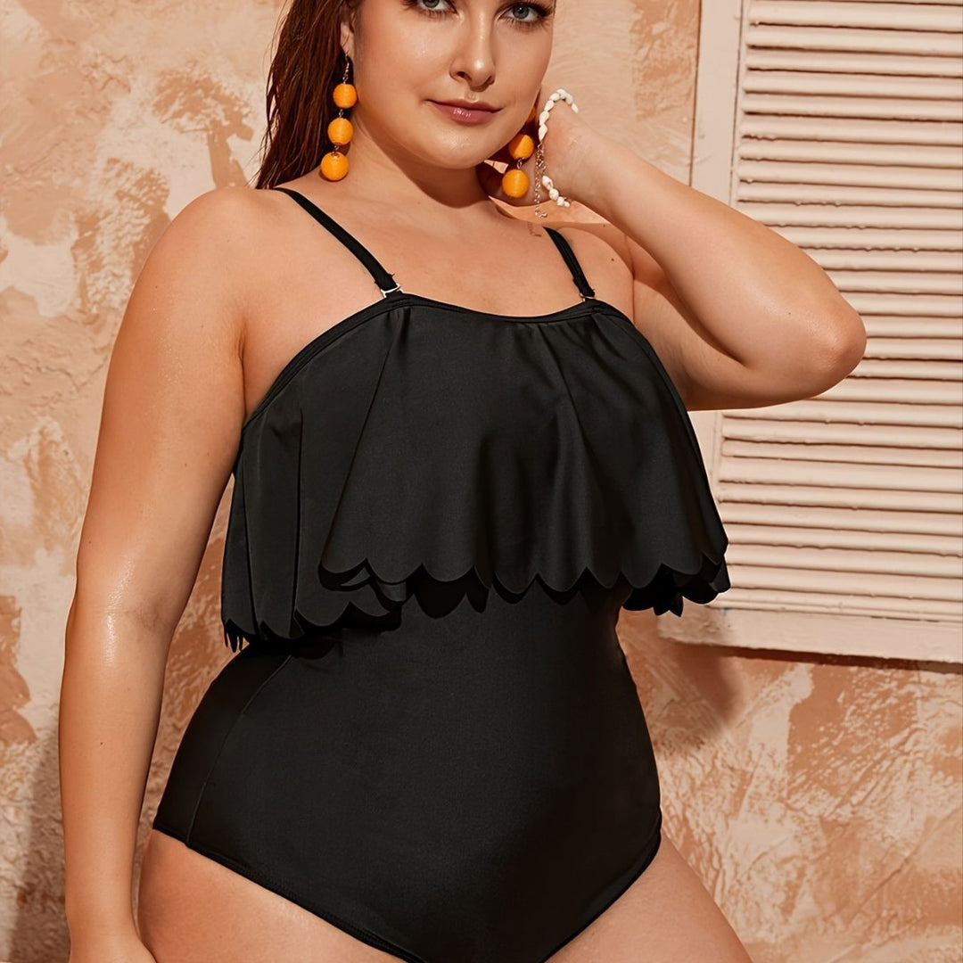 Damen Einteiler Badeanzug mit elegantem Volant-Design Drune