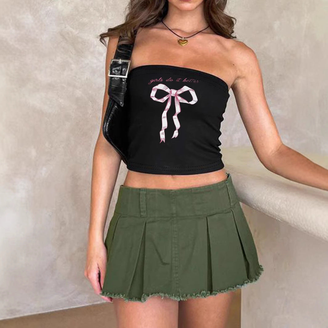 Damen Bandeau-Oberteil mit fruchtigem Motiv und figurbetontem Schnitt Drune