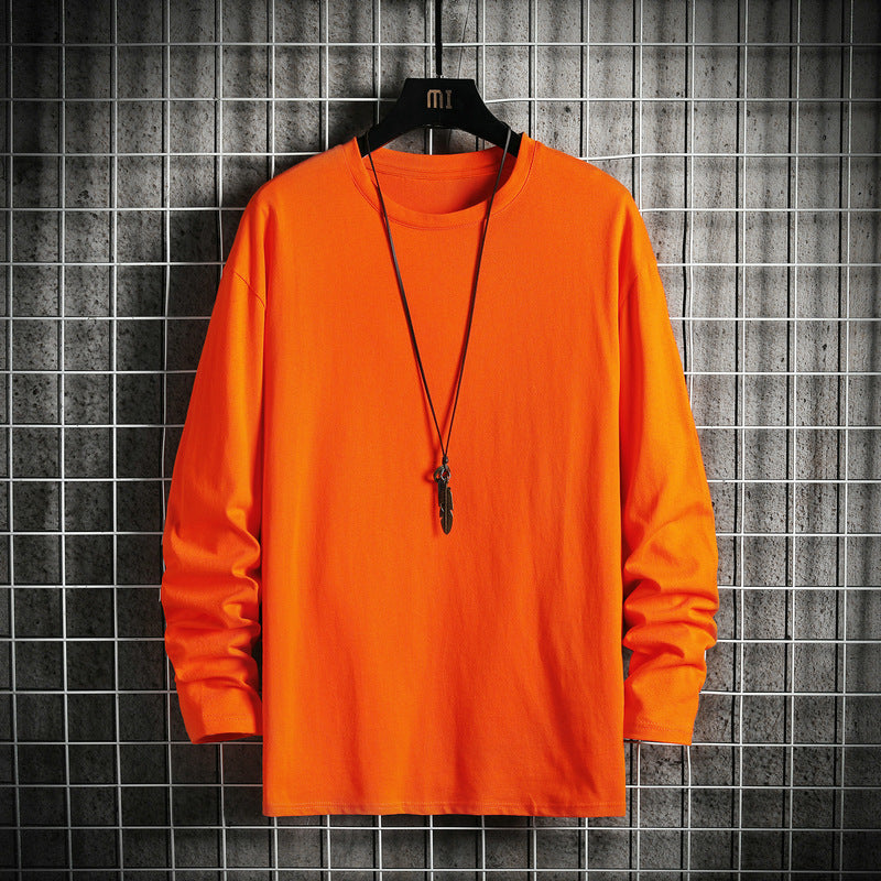 Herren nan lässiges Baumwoll-Basic-Langarmshirt mit Rundhals, Relaxed Fit und verstärkter Saumverarbeitung Drune