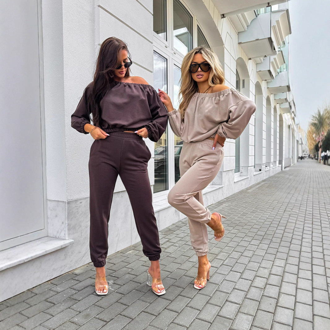Damen Off-Shoulder Freizeitanzug Drune