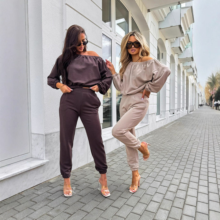 Damen Off-Shoulder Freizeitanzug Drune
