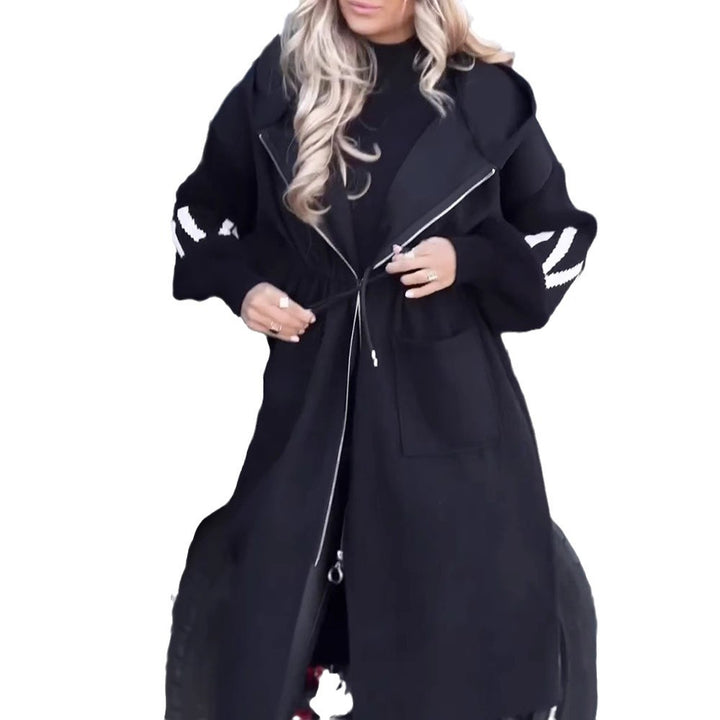 Damen elegante Kapuzenjacke mit Taillenzug und strukturiertem Fleece Drune