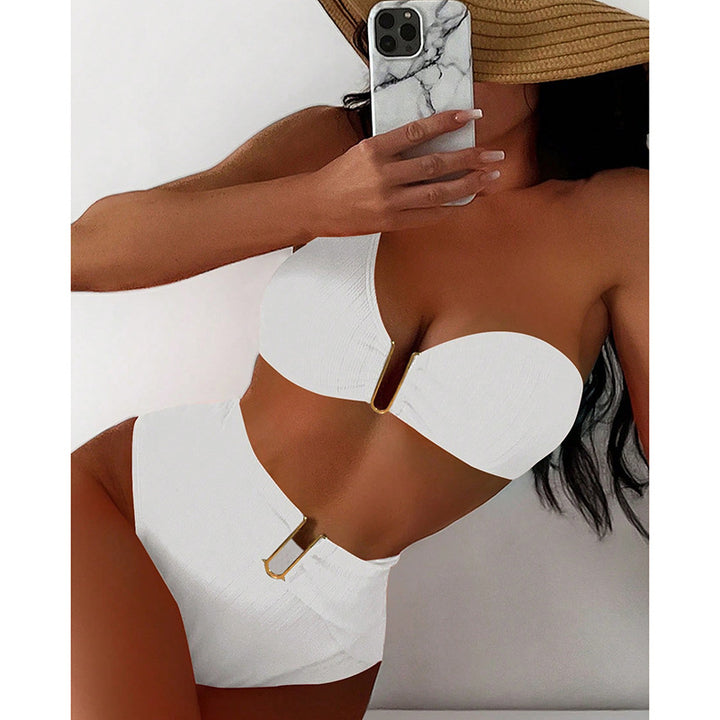 Damen Hochtailliertes Bikini-Set mit elegantem Gold-Detail Drune