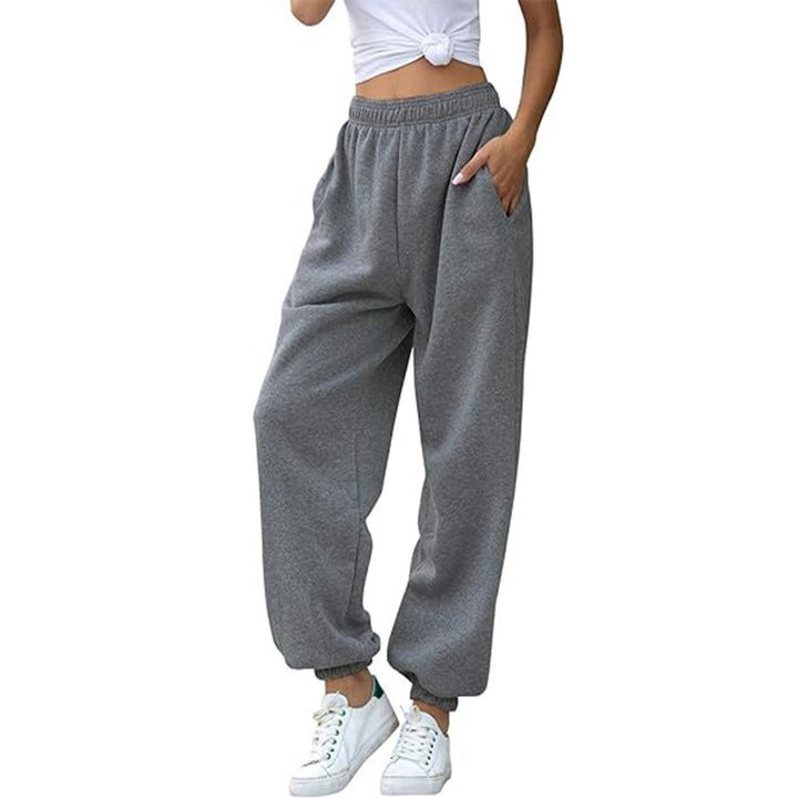 Damen nan weite Jogginghose mit hohem Bund elastischen Bündchen und Seitentaschen Drune
