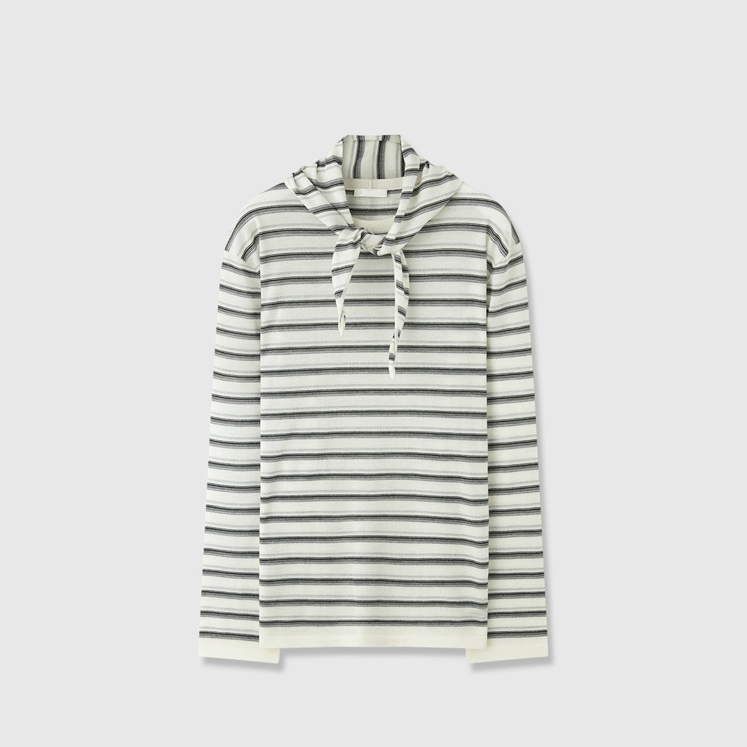 Damen lässiges Langarmshirt mit modischem Bindegürtel Drune