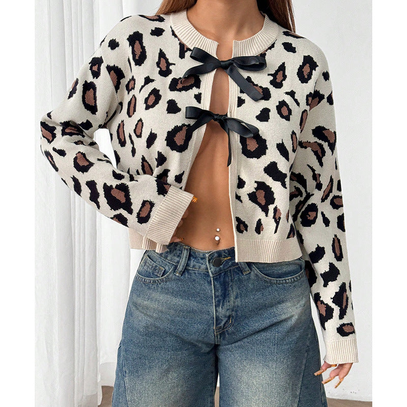 Damen Trendiger Cardigan mit verspielten Schleifen Drune