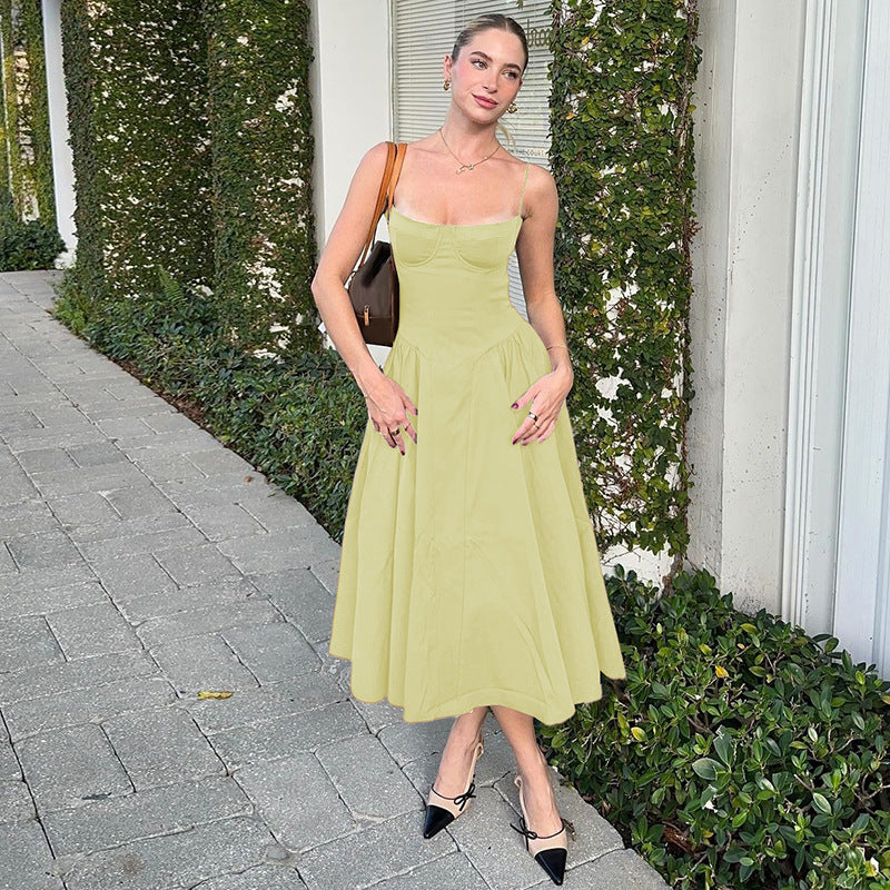 Damen Maxi-Kleid mit elegantem Bustier-Oberteil und fließendem Rock Drune