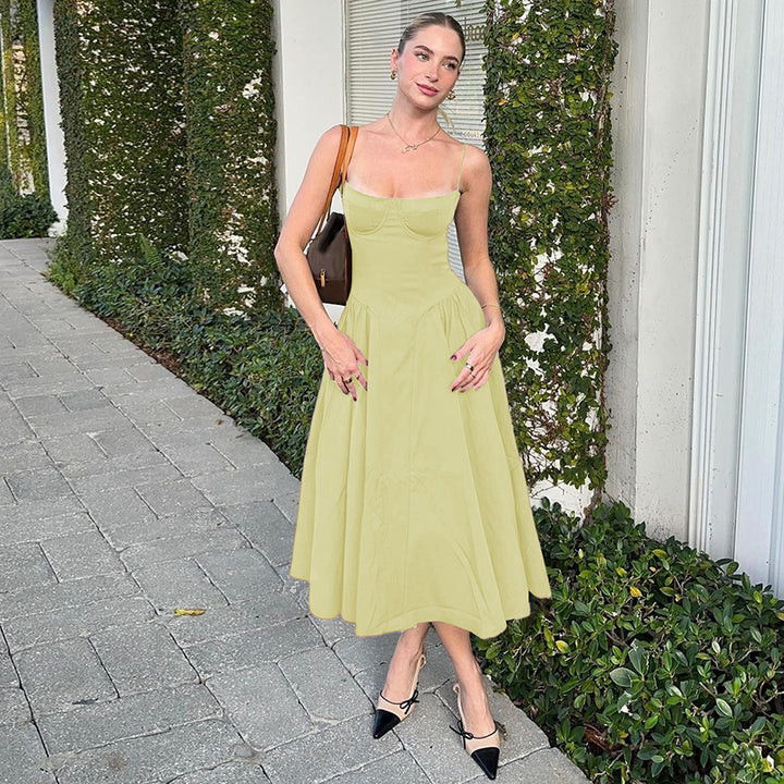 Damen Maxi-Kleid mit elegantem Bustier-Oberteil und fließendem Rock Drune
