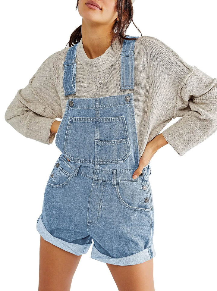 Damen Latz-Shorts aus Denim mit praktischen Taschen und modischem Design Drune