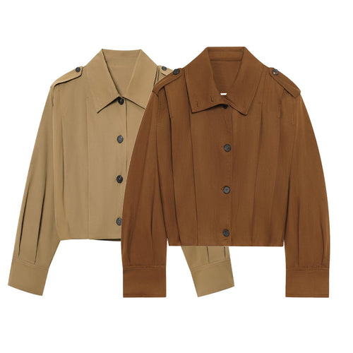 Damen cropped Jacke mit dekorativen Knopfdetails und eleganter Schnittführung Drune