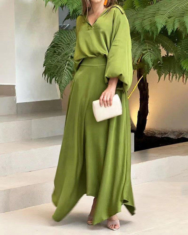 Damen Maxikleid mit weitem Schnitt und eleganten Ärmeln Drune