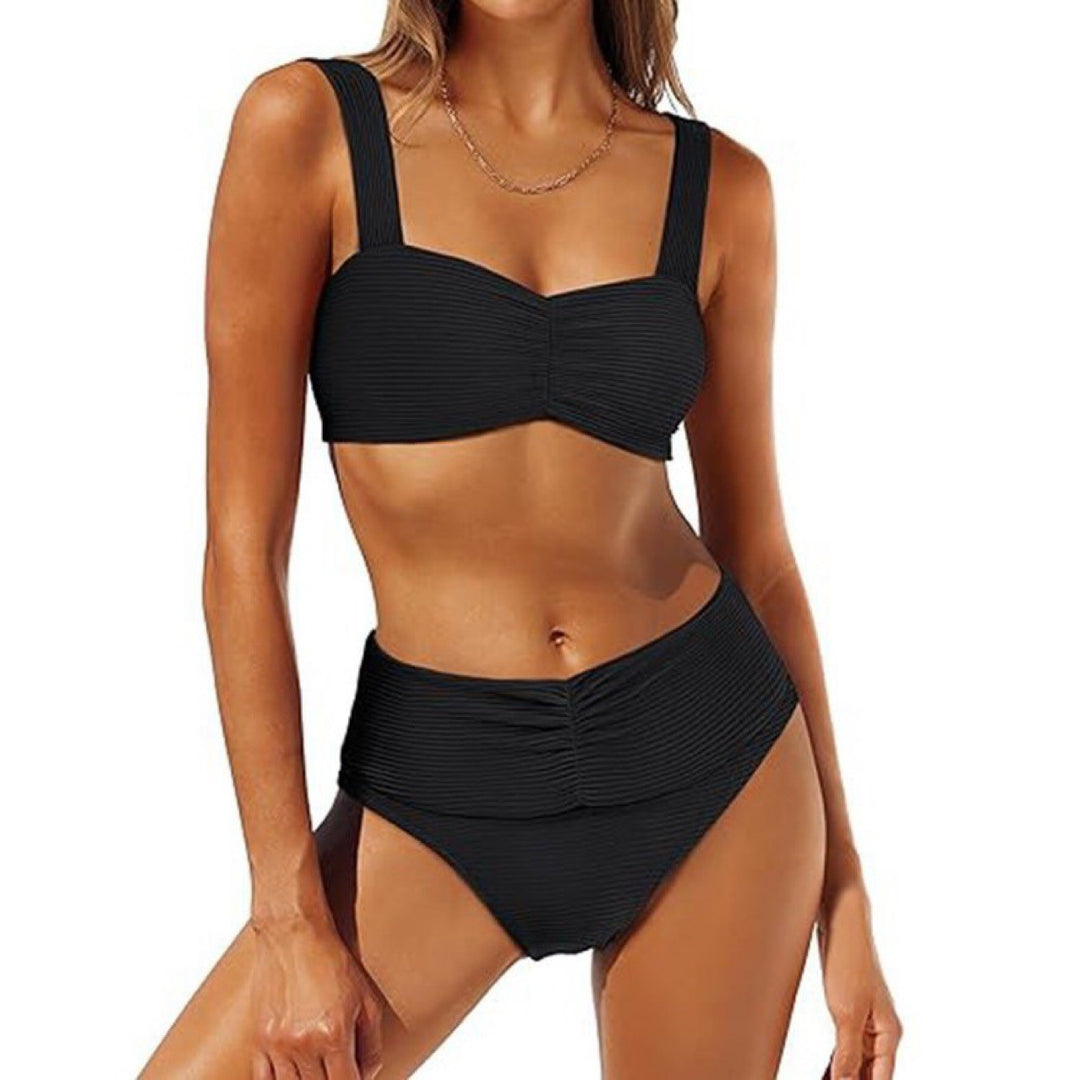 Damen Hochtailliertes Bikini-Set mit gerafftem Oberteil Drune