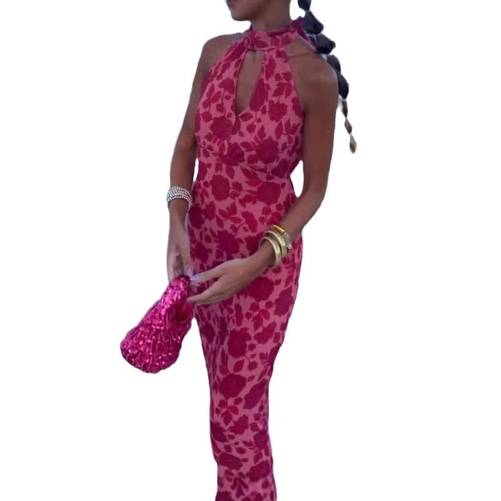 Damen Elegantes Abendkleid mit raffiniertem Ausschnitt und floralem Design Drune