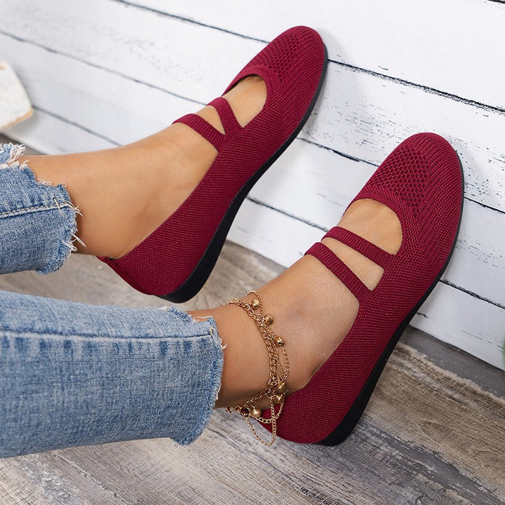 Drune | Flache Slipper Mit Riemen Über Dem Spann Und Flacher Sohle Für Damen