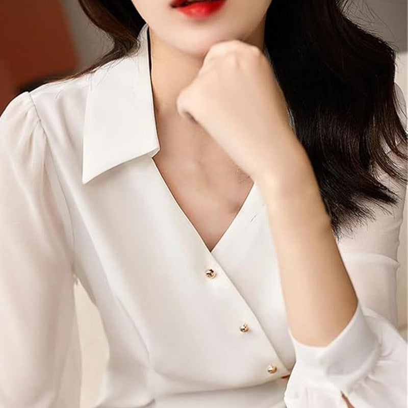 Damen elegante Bluse mit strukturiertem Schnitt und modischen Puffärmeln Drune