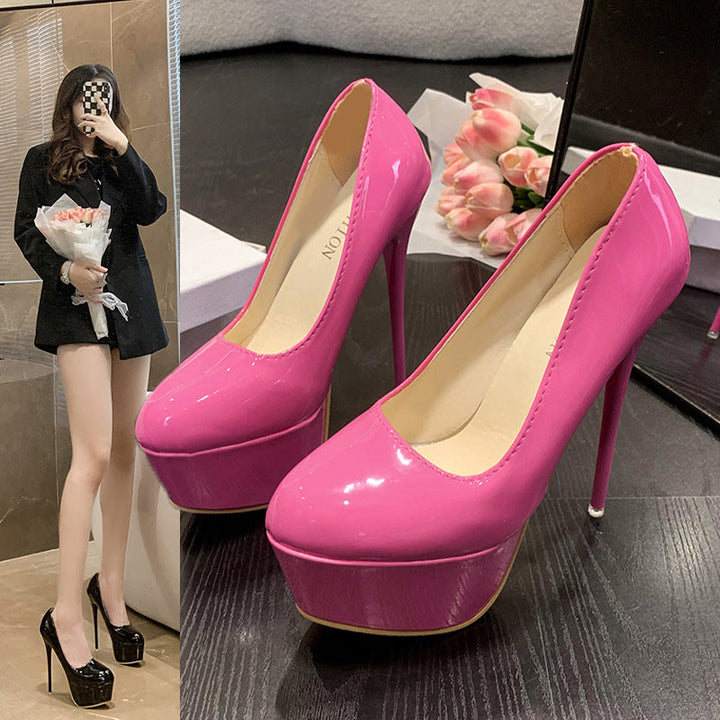Damen Plateau-Pumps mit glänzendem Obermaterial und hohem Stiletto-Absatz Drune