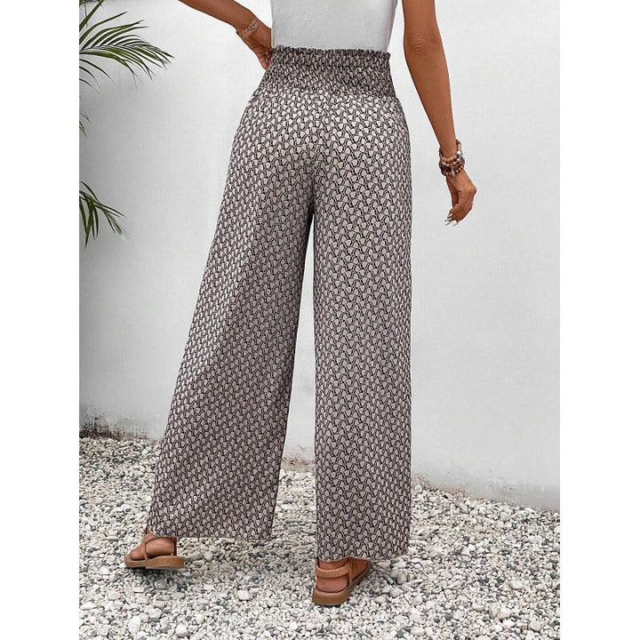 Damen weite Palazzo-Hose mit elastischem Bund und angesagtem Muster Drune