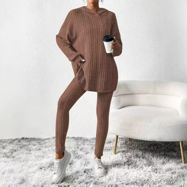 Damen Bequemes Lounge-Set mit Kapuze und schmalen Hosen Drune