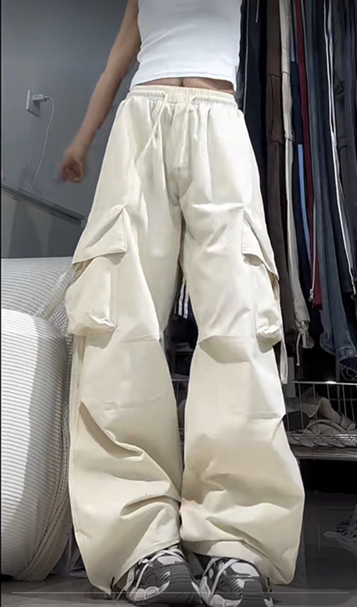 Damen nan ultraleichte Freizeit-Hose mit hohem Elastikbund, Kordelzug und verstellbarem Beinabschluss Drune