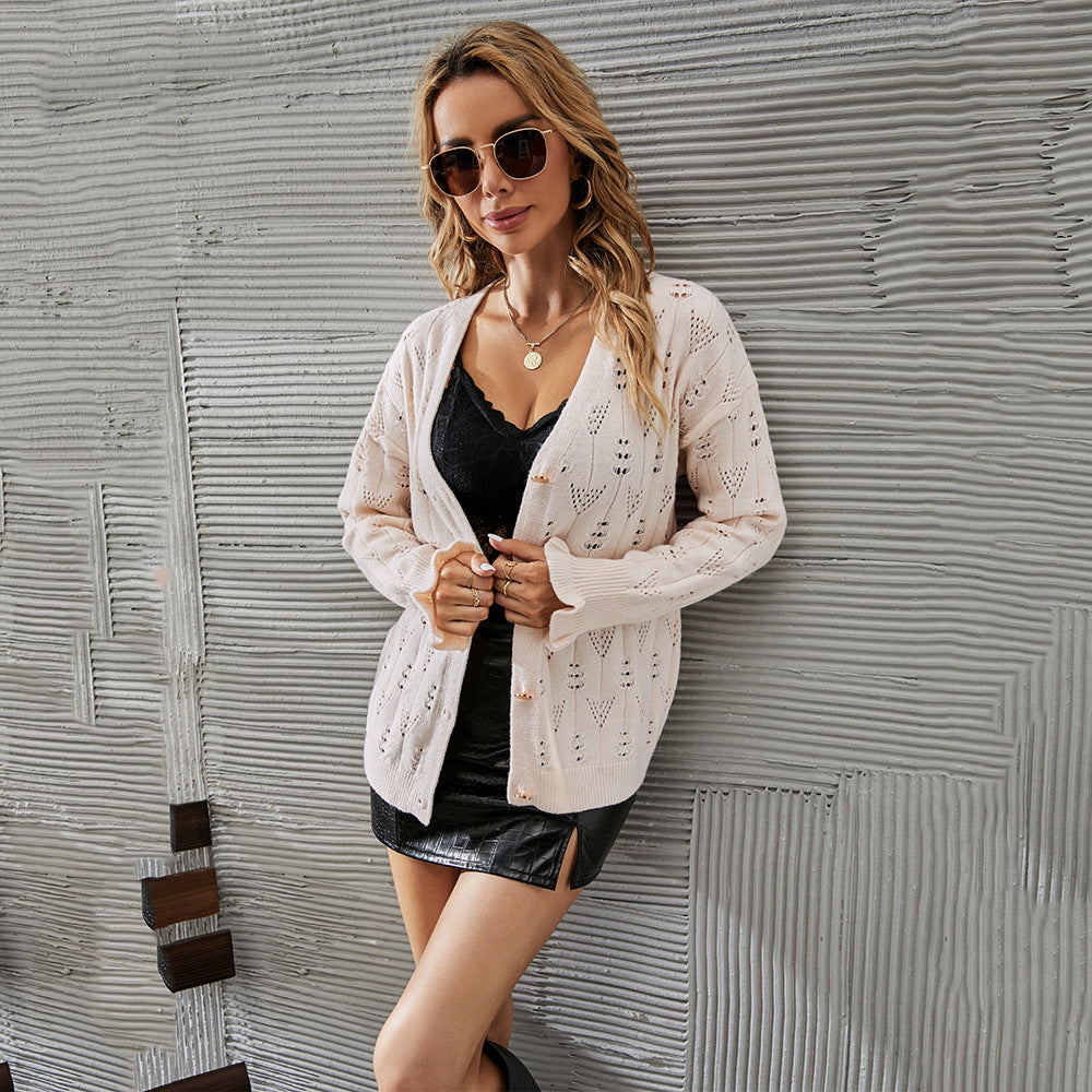 Damen Strickjacke mit Lace-Design und Knopfverschluss Drune