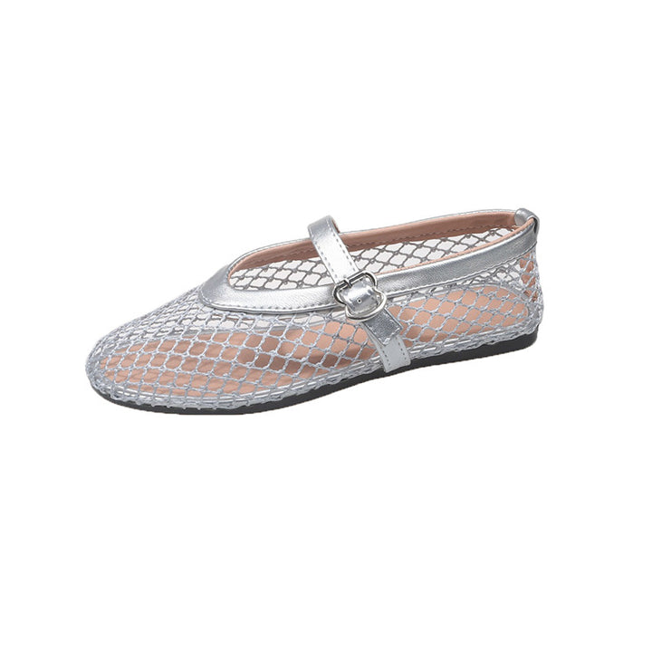 Damen Ballerinas aus Netzgewebe mit Riemen Drune