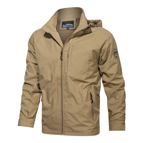 Herren nan leichte winddichte Outdoorjacke mit Kapuze und taktischer Brusttasche Drune