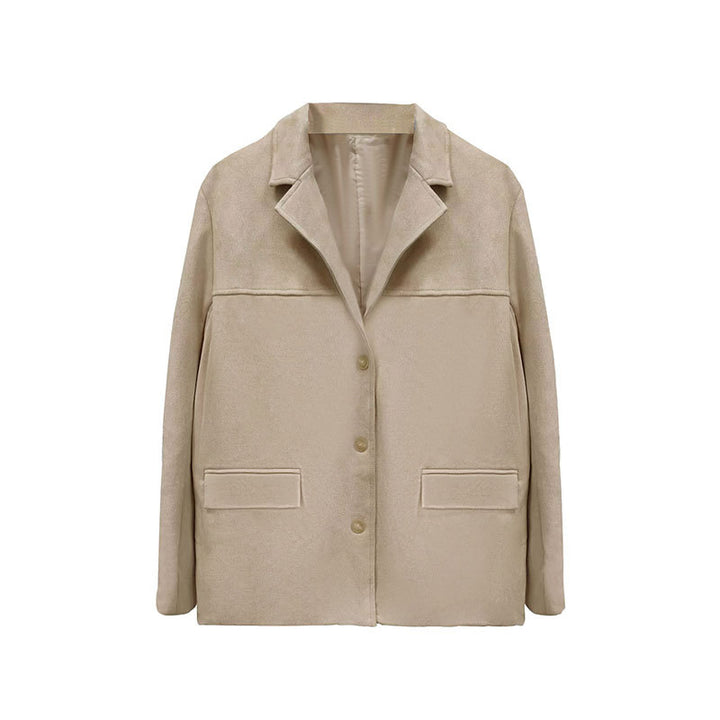 Damen Elegante Wildlederjacke mit klassischem Schnitt und zwei Taschen Drune