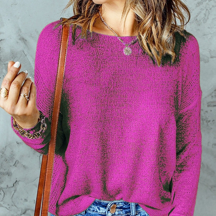 Damen Grober Strickpullover mit weitem Schnitt und dekorativem V-Ausschnitt Drune
